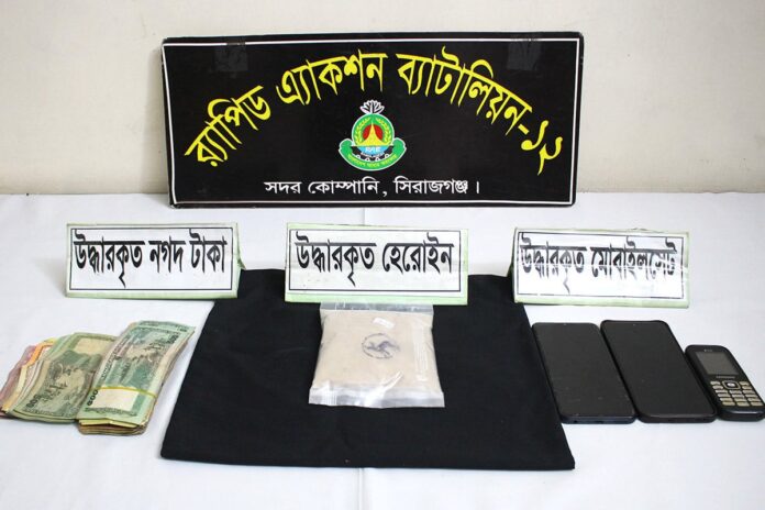 সিরাজগঞ্জে ১০০ গ্রাম হেরোইনসহ দুইজন গ্রেপ্তার