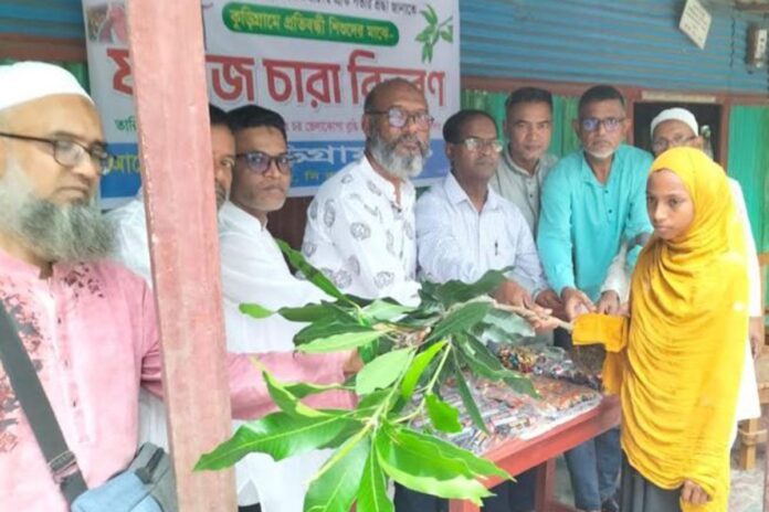 কুড়িগ্রামে জুলাই বর্ষপূর্তি উপলক্ষে শহীদদের স্মরণে ফলজ বৃক্ষ ও টিফিন বিতরণ