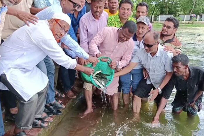 বাগেরহাটে বিএনপির মাছের পোনা অবমুক্ত