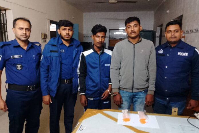 1763232555-0c437c3ac77d1770124f3b43798c2e0e ব্রাহ্মণবাড়িয়ার বাঞ্ছারামপুরে ইয়াবাসহ দুই যুবক আটক