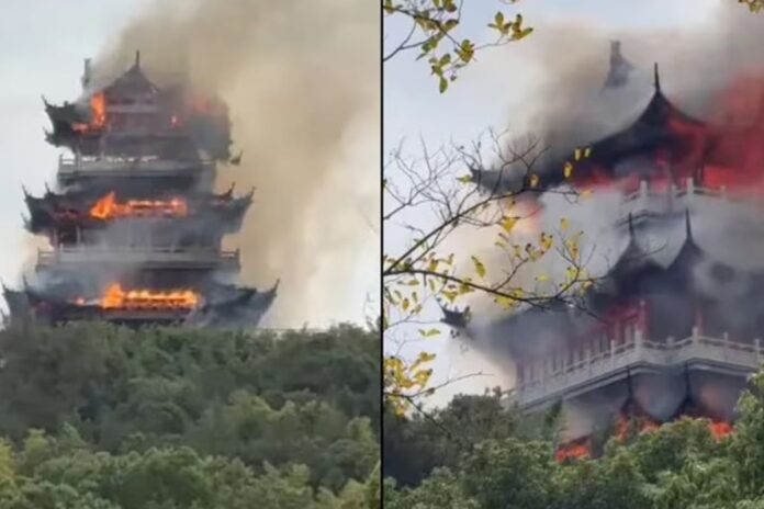 1763732759-8cda81fc7ad906927144235dda5fdf15 পর্যটকের মোমবাতির আগুনে পুড়ল চীনের জনপ্রিয় পাহাড়ি মন্দির