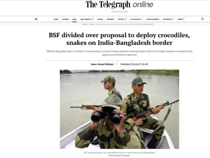 বাংলাদেশ সীমান্তে কুমির ও সাপ ছাড়ার প্রস্তাব নিয়ে দ্বিধাবিভক্ত বিএসএফ