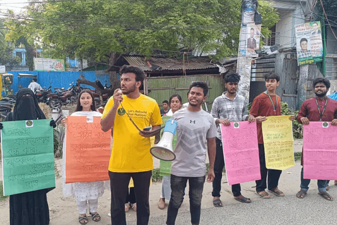 মেহেরপুরে রামিসা হত্যার প্রতিবাদে মানববন্ধন